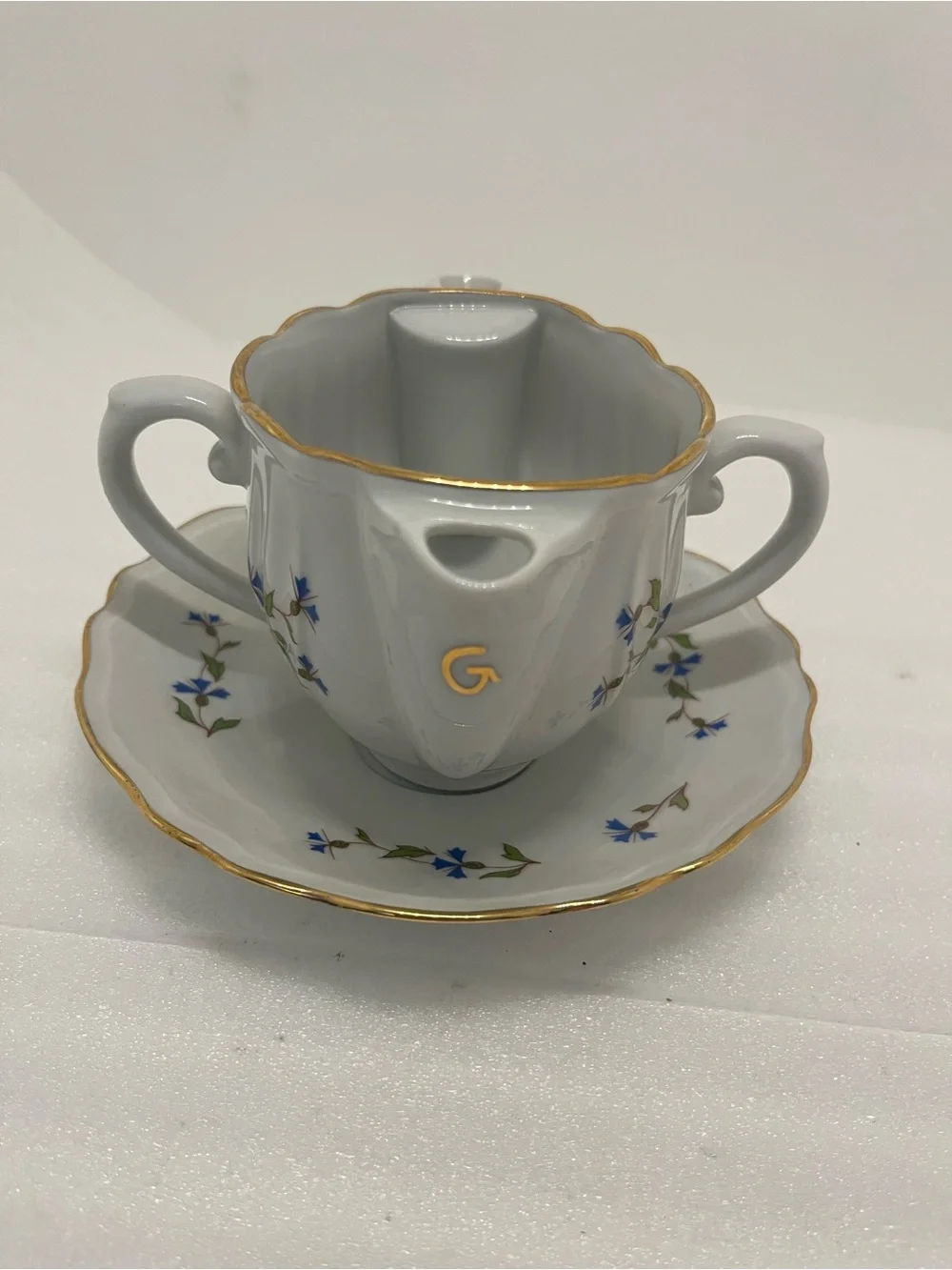 L Lourioux Berry Haute Double Spout Gravy Boat & Saucer Creation Made in France